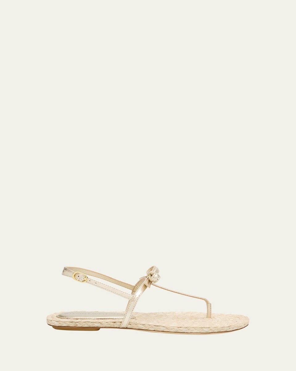 Felicity Metallic Bow T-Strap Sandals
